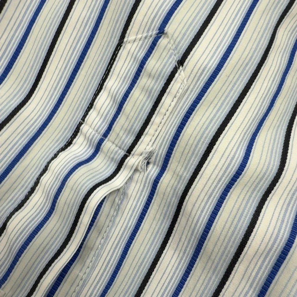 Banana Republic Shirt Mens S Blue White Cotton Striped Long Sleeve Button Down